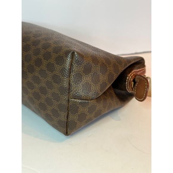 CELINE Macadam Cosmetic Pouch clutch PVC Leather Brown Authentic - Picture 5 of 15